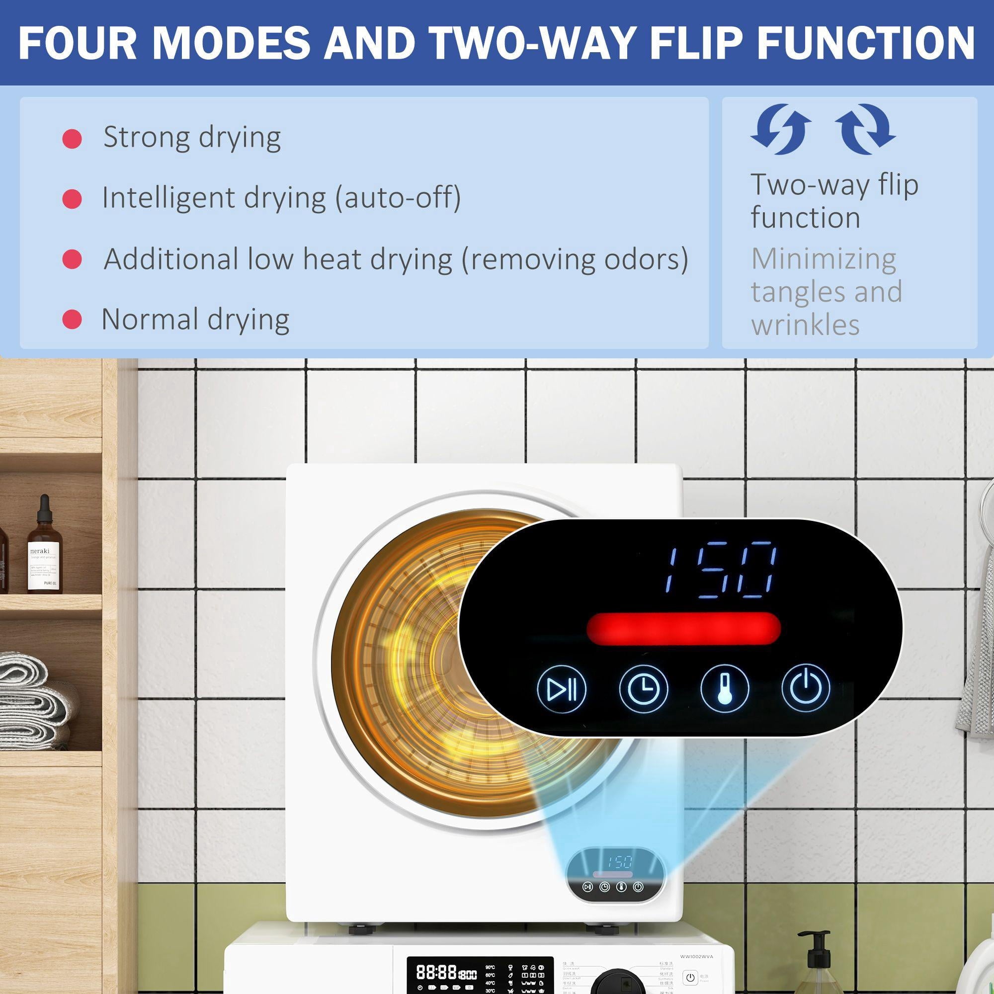Portable Electric Clothes Dryer 1.5 cu ft Compact Laundry Dryer 850W for Apartments White
