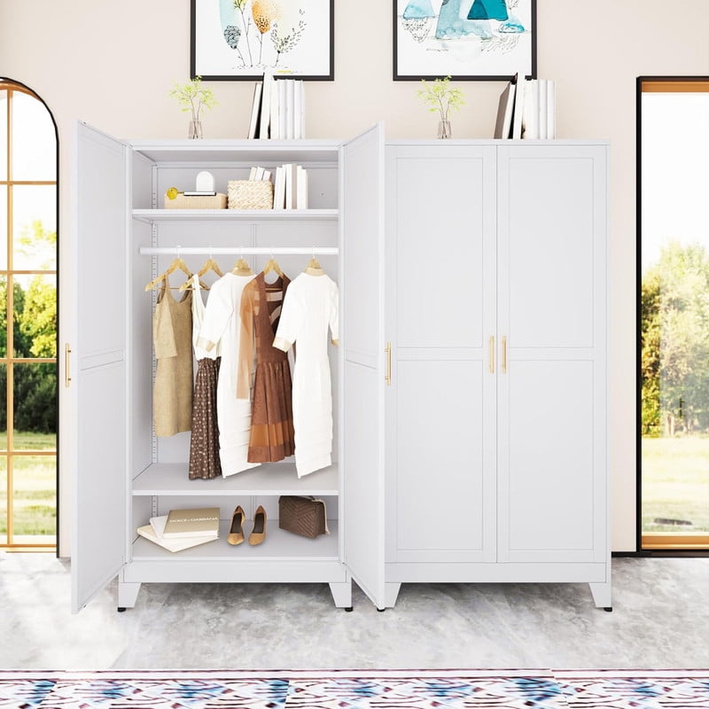 ERO 70.9H Steel Armoire and Wardrobe Storage Closet with Hanging Rod and Adjustable Shelves