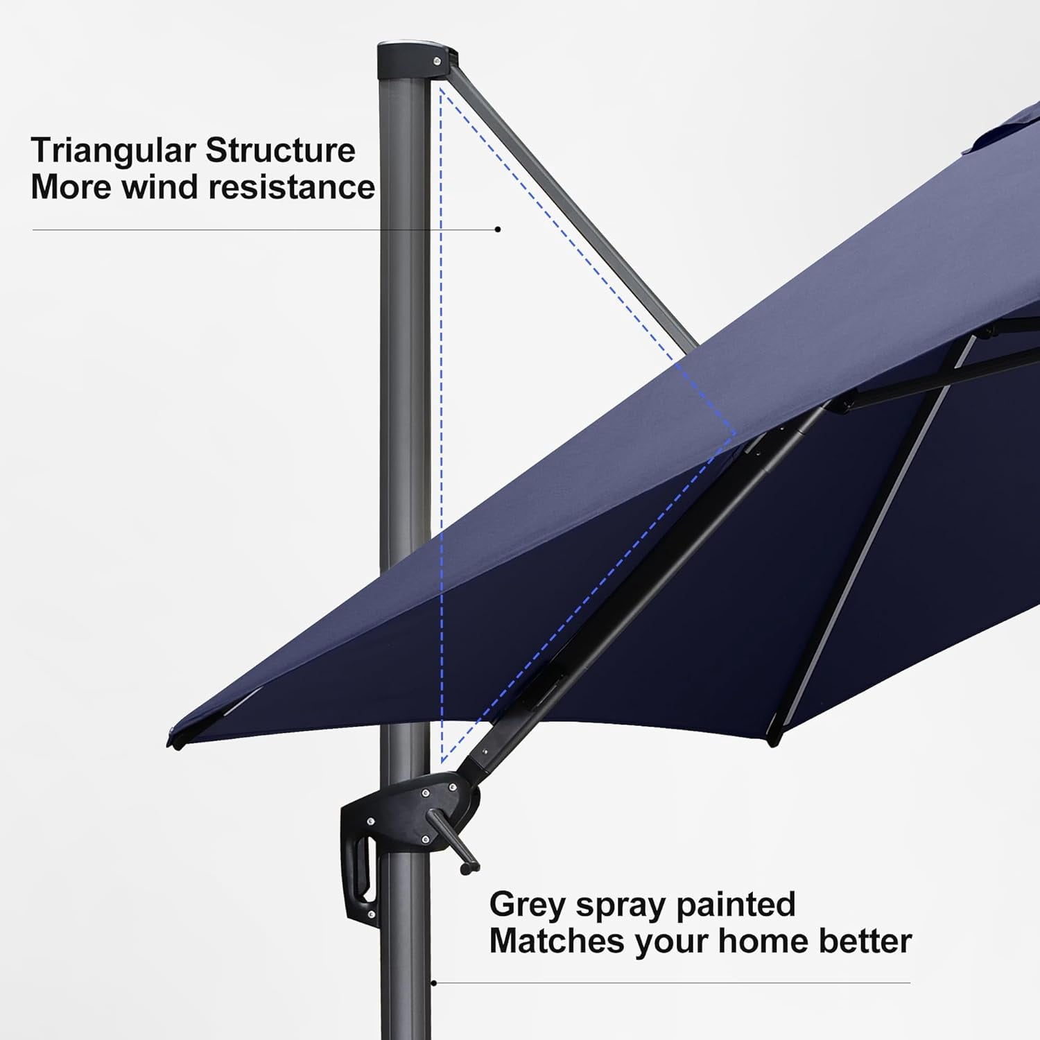 PURPLE LEAF 9x11.5 Ft Cantilever Umbrella Rectangle Outdoor Patio Umbrella Large Offset Hanging Umbrella Aluminum Umbrella with 360°Rotation Adjustable Garden Pool Umbrella,Turquoise Blue