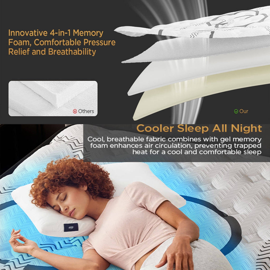 GREOO Queen Size Mattress 10 Hybrid Mattress in a Box Gel Memory Foam and Pocket Springs with Motion Isolation, Medium Firm, Pressure Relief, CertiPUR-US® & OEKO-TEX® STANDARD 100 Certified