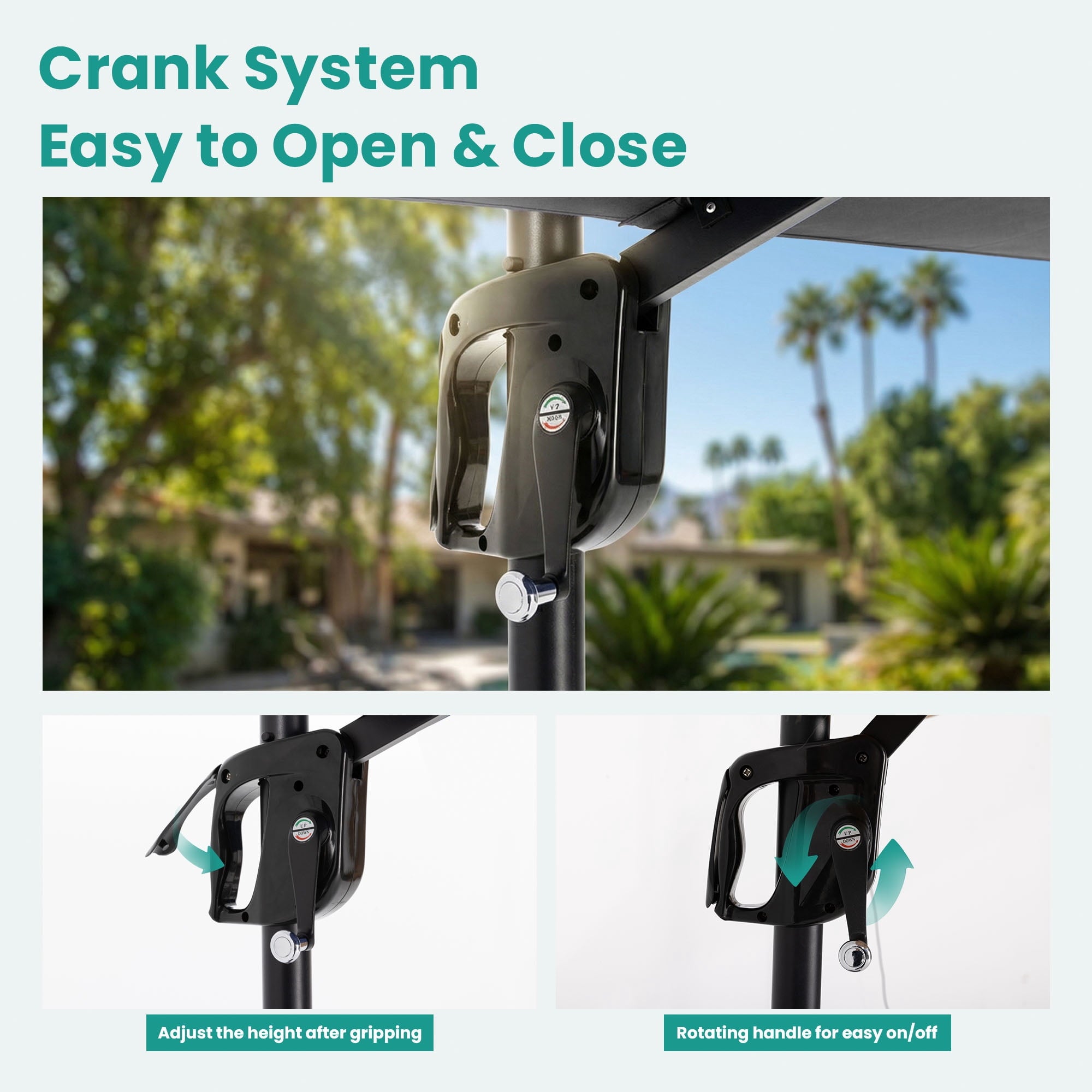 FOROUTIA 15ft Double-Sided Patio Umbrella, Large Rectangular Outdoor Market Umbrella with Crank, UV50+ Waterproof Twin Umbrella for Backyard, Poolside, Deck,Off-White
