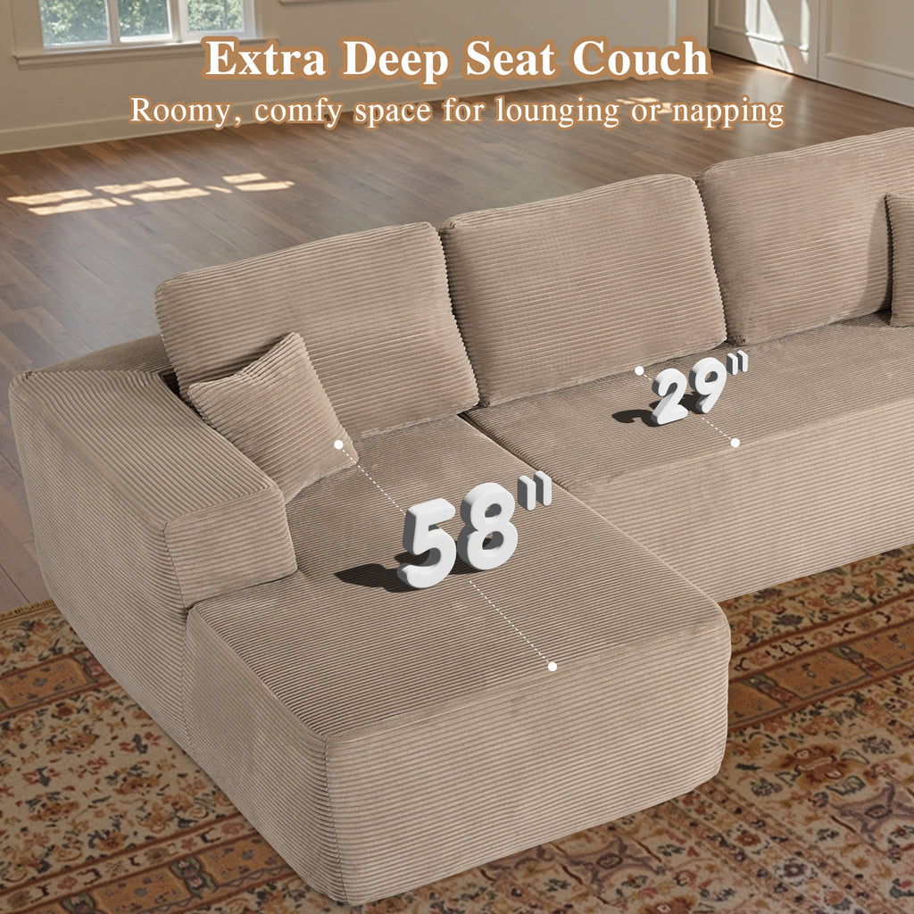 Ovios 106 Cloud Sofa Couch No Assembly Boneless Deep Seat Sofa for Living Room, Black (Corduroy)