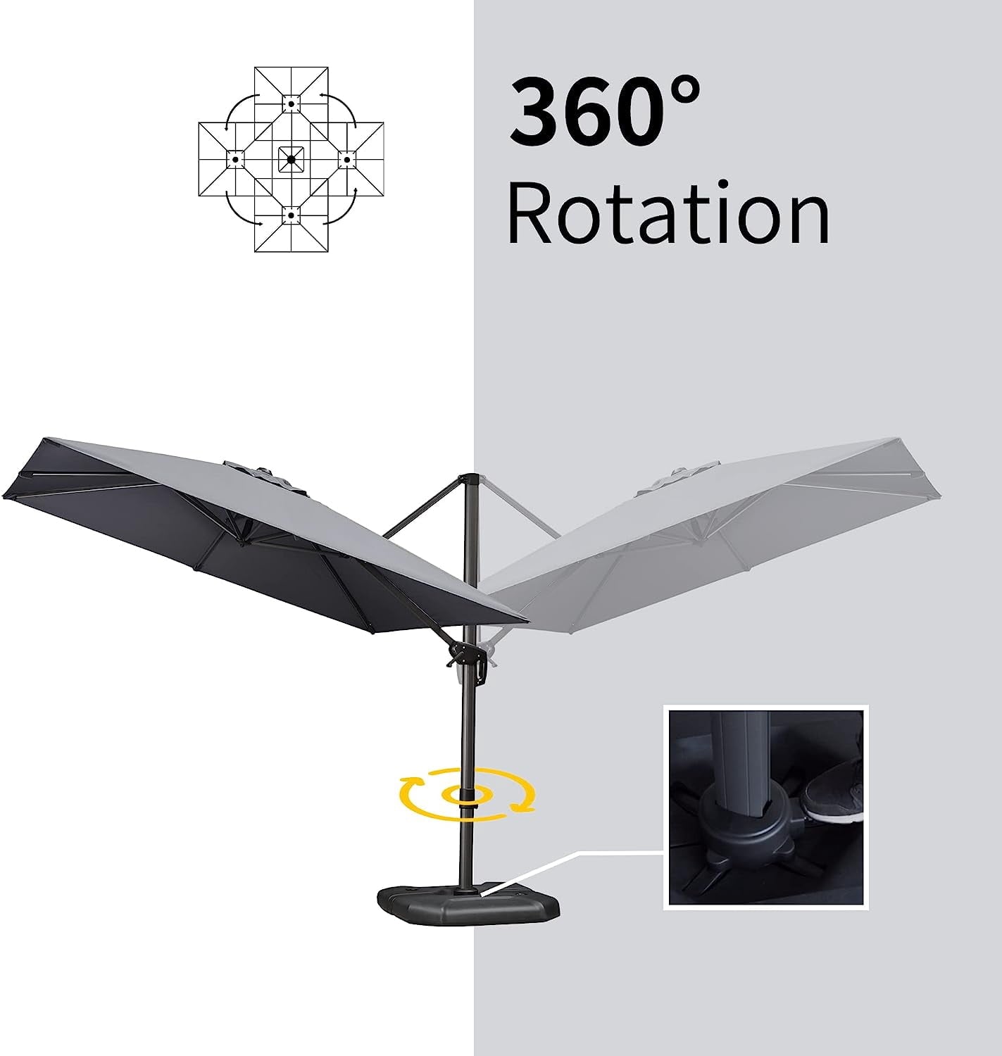 PURPLE LEAF 9x11.5 Ft Cantilever Umbrella Rectangle Outdoor Patio Umbrella Large Offset Hanging Umbrella Aluminum Umbrella with 360°Rotation Adjustable Garden Pool Umbrella,Turquoise Blue